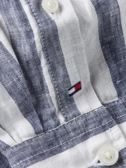 Tommy Hilfiger Hemden*BRETON LINEN STRIPE CF SHIRT optic white - carbon navy