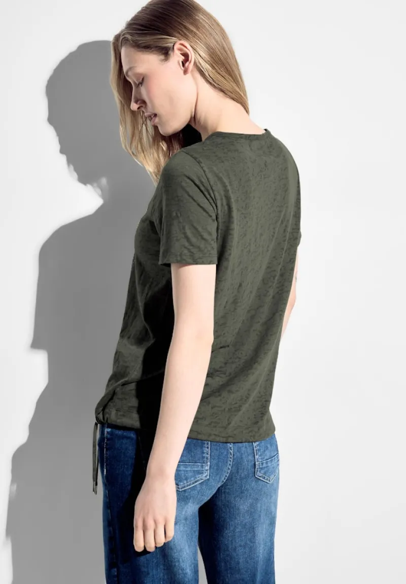 Cecil Shirts*Burn Out T-Shirt mit Print cool khaki