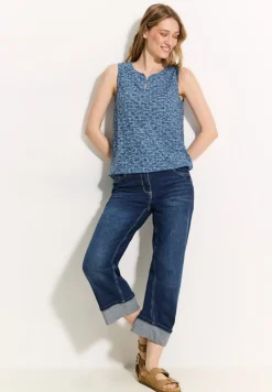 Cecil Shirts*Burn-Out Print Top easy blue