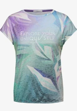 Cecil Shirts*Burn-Out T-Shirt mit Print fir green