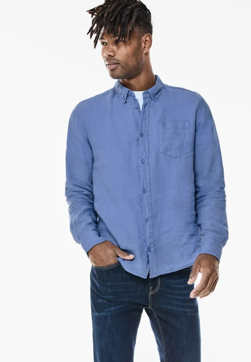 Street One Men Hemden|Big Boys*Button Down Leinenhemd sky blue