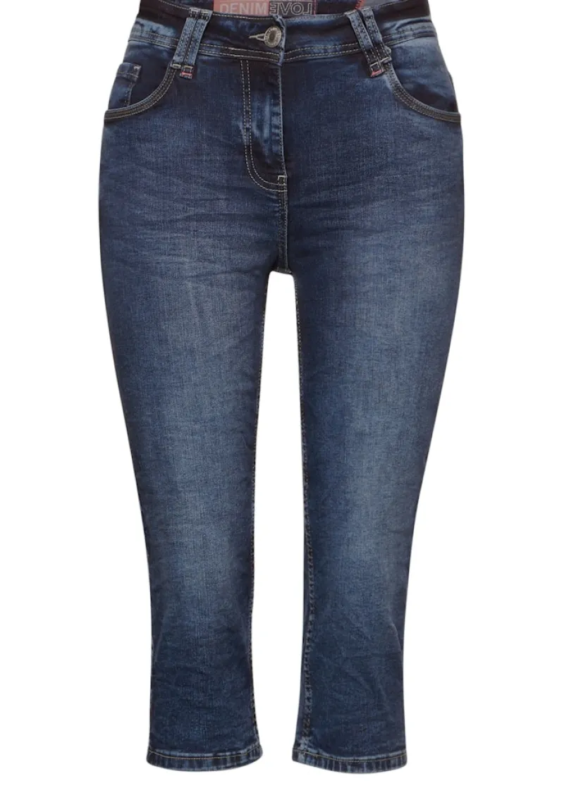 Cecil Shorts*Capri Jeans mid blue used wash