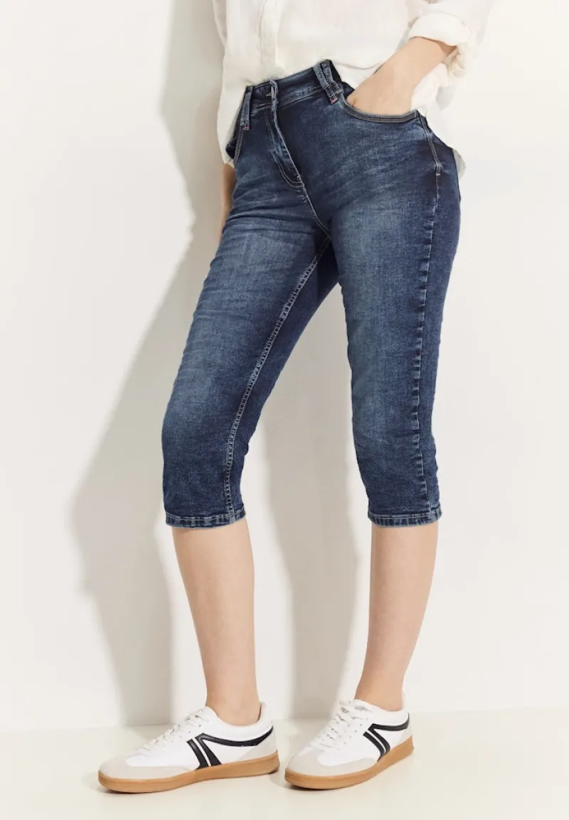 Cecil Shorts*Capri Jeans mid blue used wash
