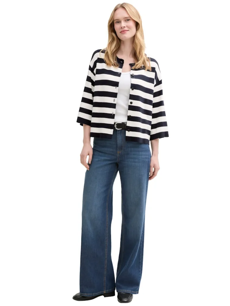 Tom Tailor Pullover & Sweatshirts*Cardigan mit Streifenmuster navy offwhite block stripe