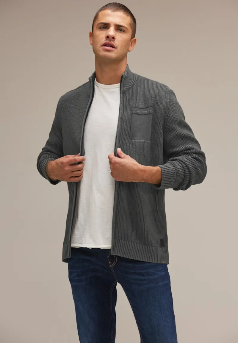 Street One Men Pullover & Sweatshirts|Big Boys*Cardigan mit Zipper light iron grey