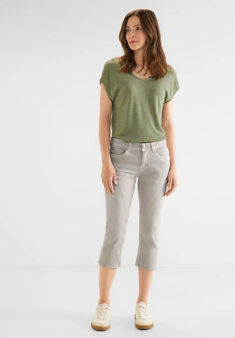 Street One Shorts*Casual Fit 3/4 Jeans light stone sand washed