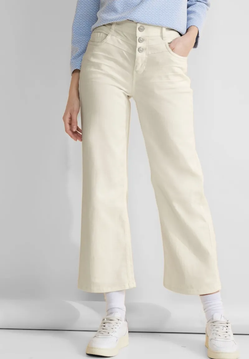 Street One Jeans*Casual Fit Culotte Jeans soft ecru washed