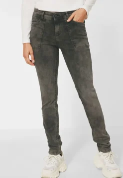 Street One Jeans*Casual Fit Hose mocca overdye black wash