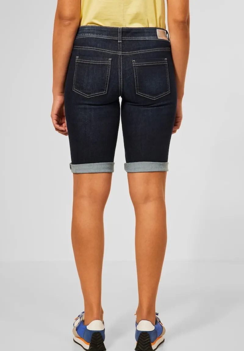 Street One Shorts*Casual Fit Jeans Bermuda dark blue dipped wash