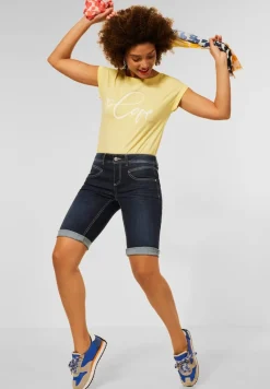 Street One Shorts*Casual Fit Jeans Bermuda dark blue dipped wash