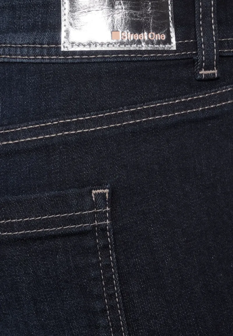 Street One Shorts*Casual Fit Jeans Bermuda dark blue dipped wash