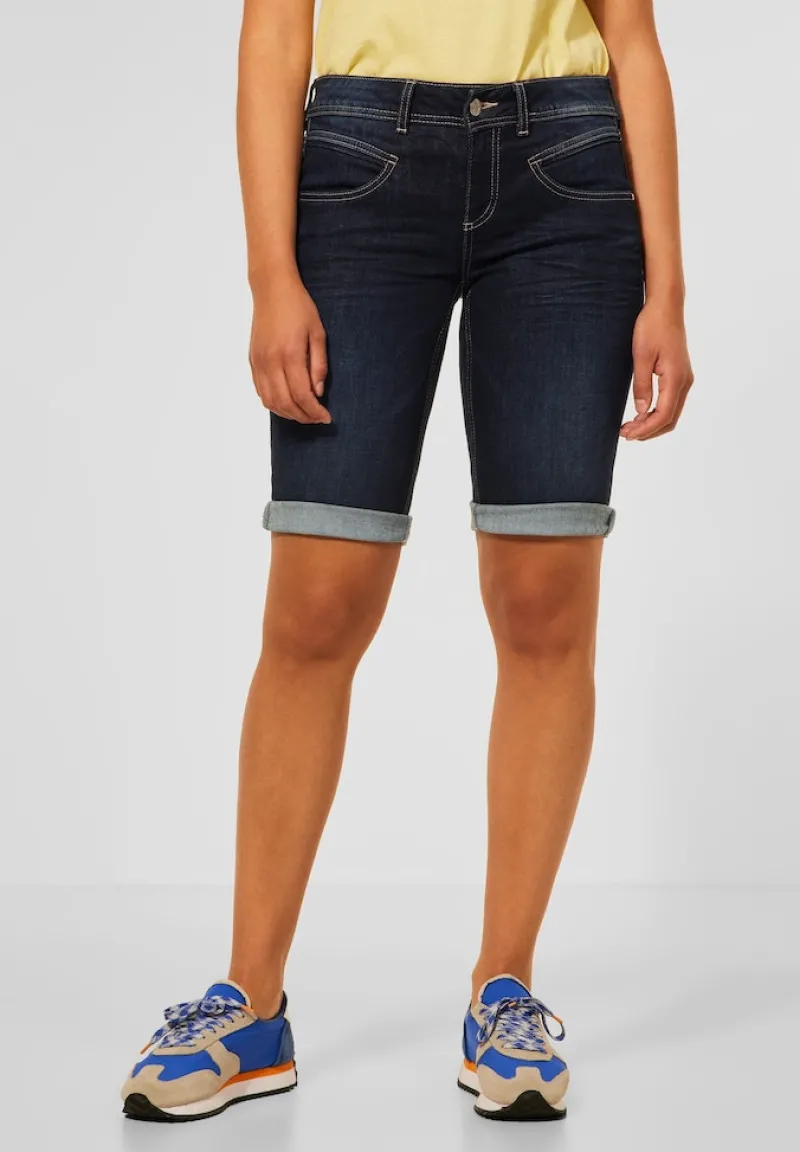 Street One Shorts*Casual Fit Jeans Bermuda dark blue dipped wash
