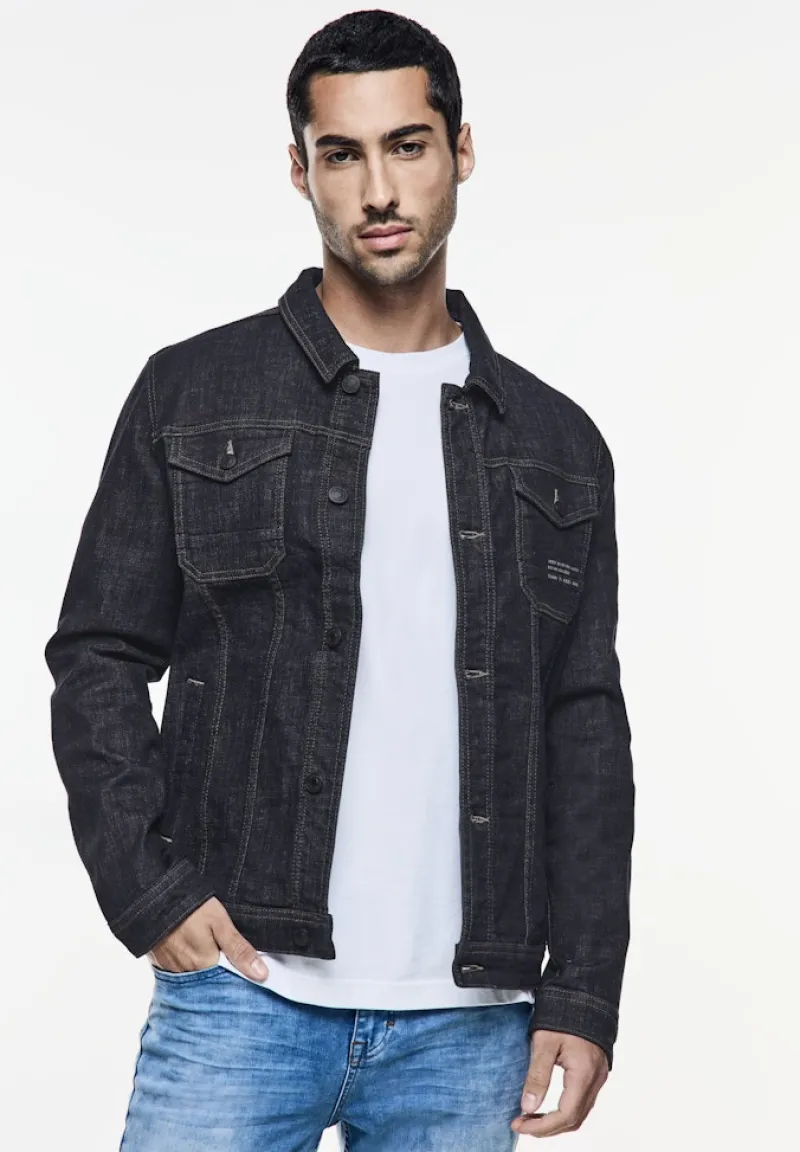 Street One Men Jacken*Casual Fit Jeansjacke dark blue rinsed wash