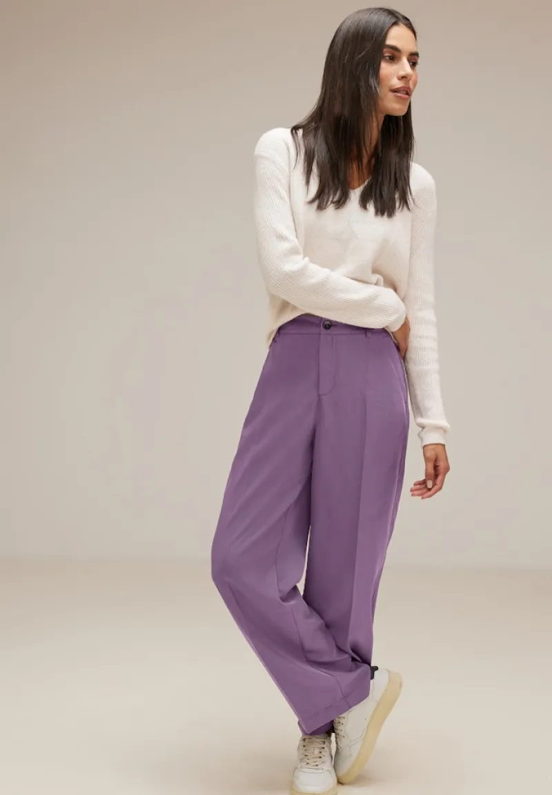 Street One Hosen*Casual Fit Lyocell Hose dark dull lilac