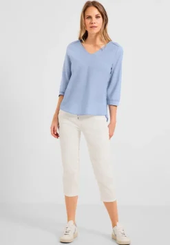 Cecil Blusen*Chambrée V-Neck Bluse blue