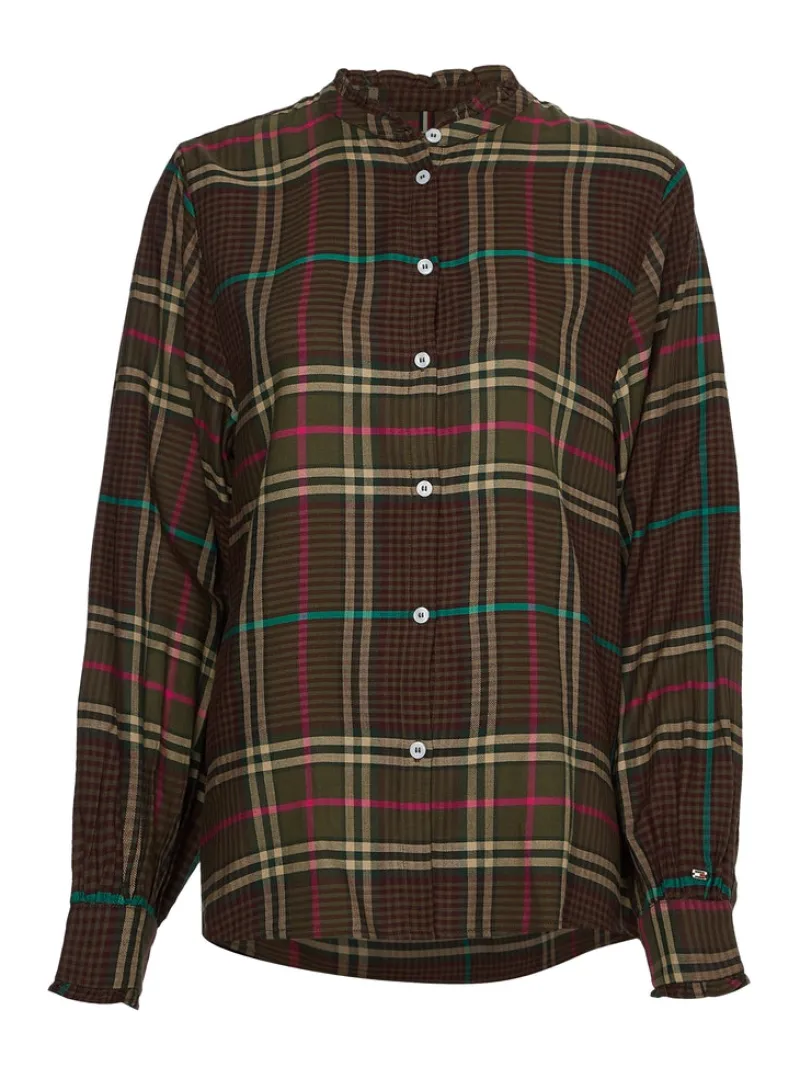 Tommy Hilfiger Blusen*CHECK FLANNEL BLOUSE LS large pop check army green large pop checkarmy green
