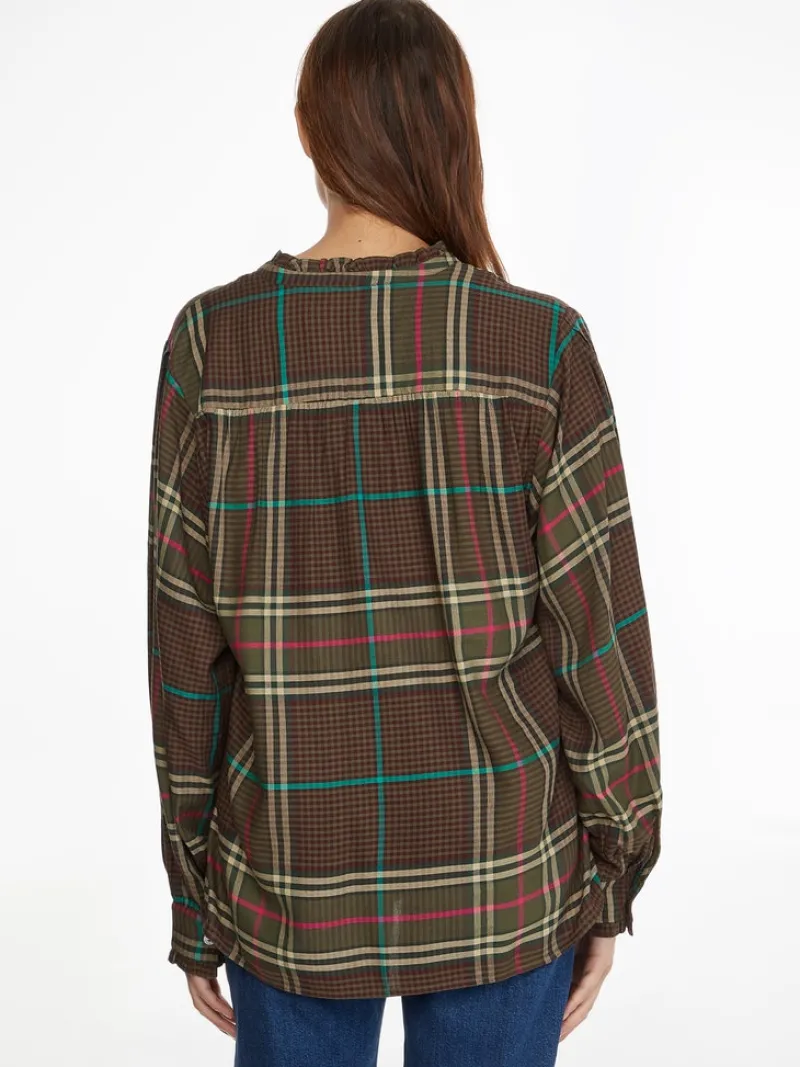 Tommy Hilfiger Blusen*CHECK FLANNEL BLOUSE LS large pop check army green large pop checkarmy green