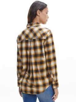 Tommy Hilfiger Blusen*CHECK FLANNEL RELAXED SHIRT LS shadow chk - amber glow