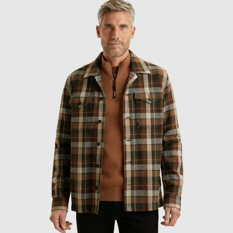 Vanguard Hemden*Check Matt Weave pecan brown