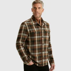 Vanguard Hemden*Check Matt Weave pecan brown