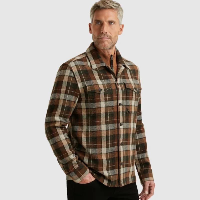 Vanguard Hemden*Check Matt Weave pecan brown