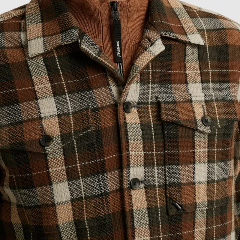 Vanguard Hemden*Check Matt Weave pecan brown