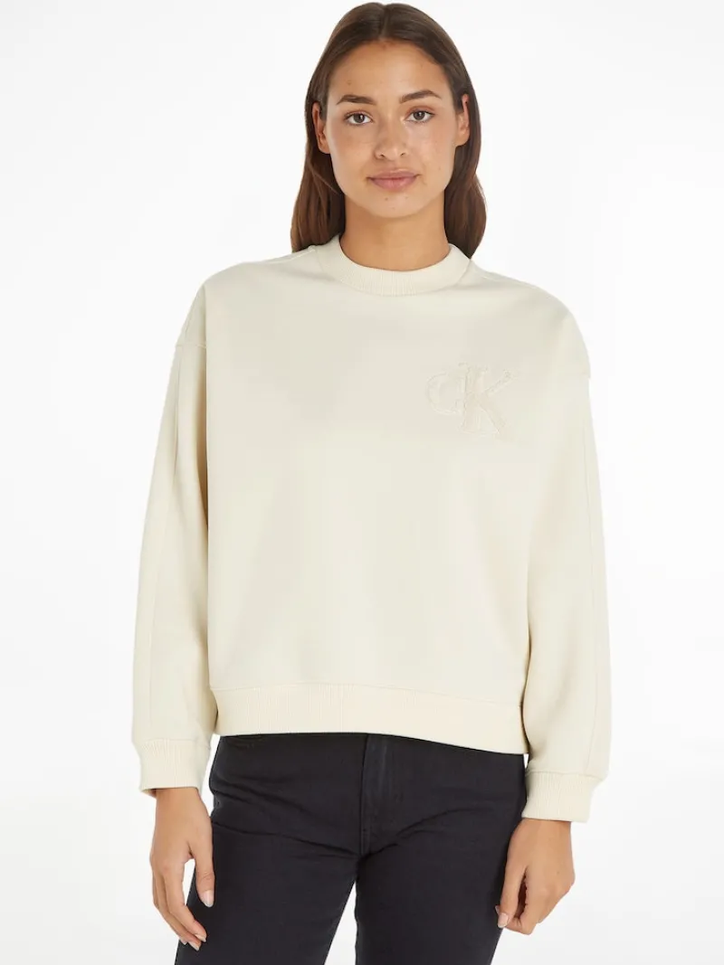 Calvin Klein Jeans Pullover & Sweatshirts*CHENILLE CK CREWNECK eggshell