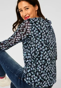 Street One Blusen*Chiffon Bluse mit Schluppe Black