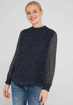 Street One Blusen*Chiffon Bluse mit Smokdetail deep blue