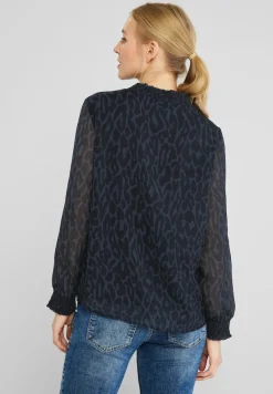 Street One Blusen*Chiffon Bluse mit Smokdetail deep blue