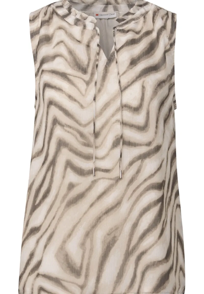 Street One Blusen*Chiffon Blusentop mit Print tumbled beige