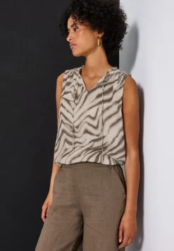 Street One Blusen*Chiffon Blusentop mit Print tumbled beige