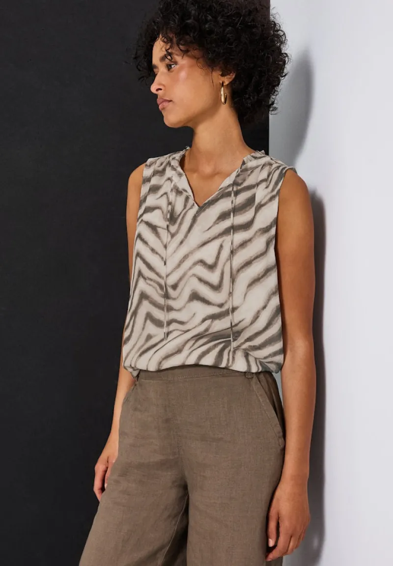 Street One Blusen*Chiffon Blusentop mit Print tumbled beige