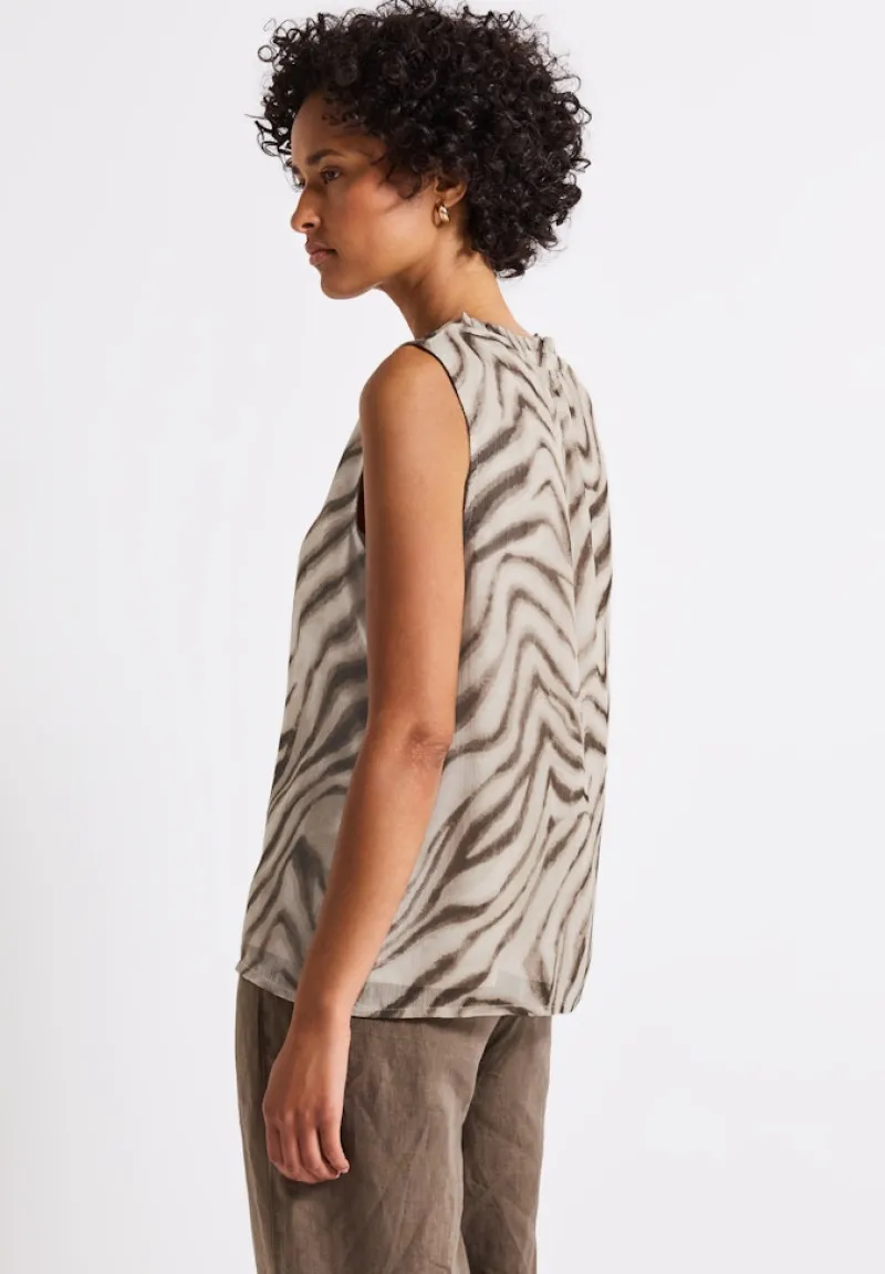 Street One Blusen*Chiffon Blusentop mit Print tumbled beige