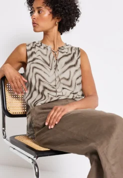 Street One Blusen*Chiffon Blusentop mit Print tumbled beige