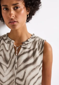 Street One Blusen*Chiffon Blusentop mit Print tumbled beige