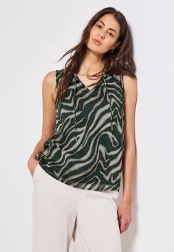 Street One Blusen*Chiffon Blusentop mit Print pine grove green