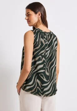 Street One Blusen*Chiffon Blusentop mit Print pine grove green