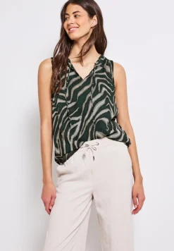 Street One Blusen*Chiffon Blusentop mit Print pine grove green