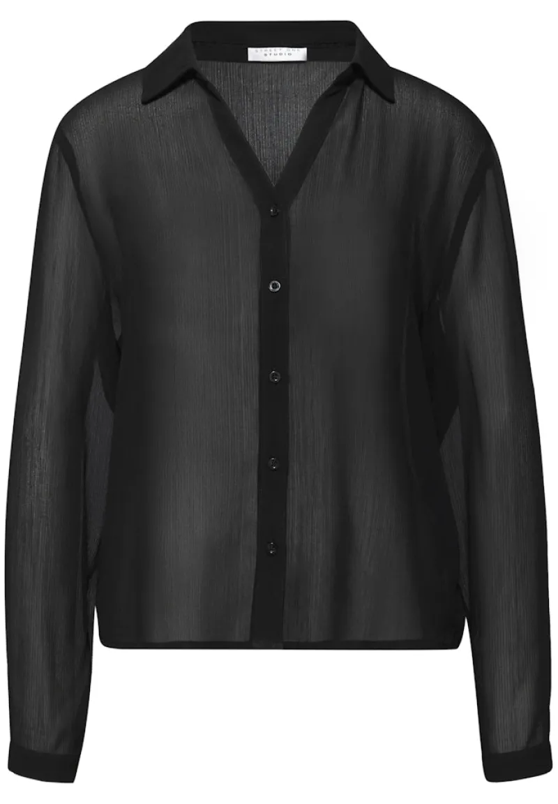 STREET ONE STUDIO Blusen*Chiffon Hemdbluse Black