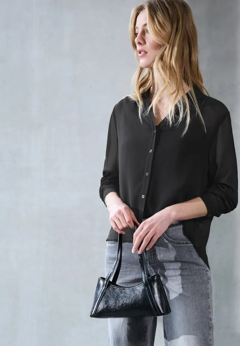 STREET ONE STUDIO Blusen*Chiffon Hemdbluse Black