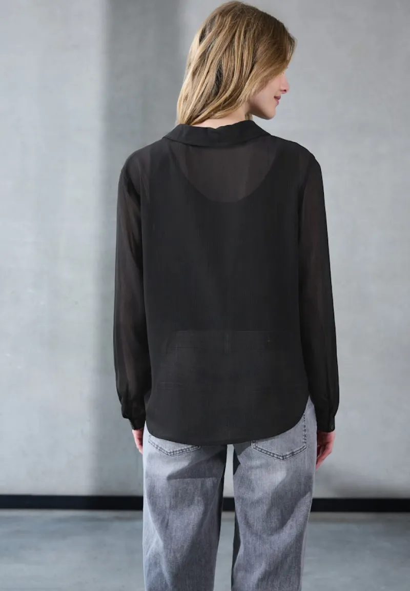 STREET ONE STUDIO Blusen*Chiffon Hemdbluse Black
