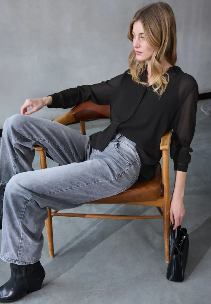 STREET ONE STUDIO Blusen*Chiffon Hemdbluse Black