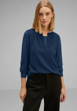 Street One Blusen*Chiffon Langarmshirt atlantic blue