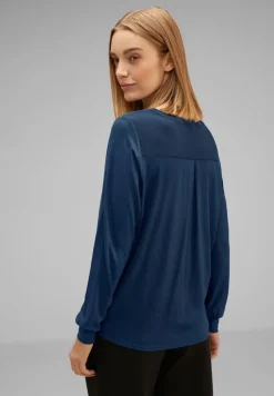 Street One Blusen*Chiffon Langarmshirt atlantic blue