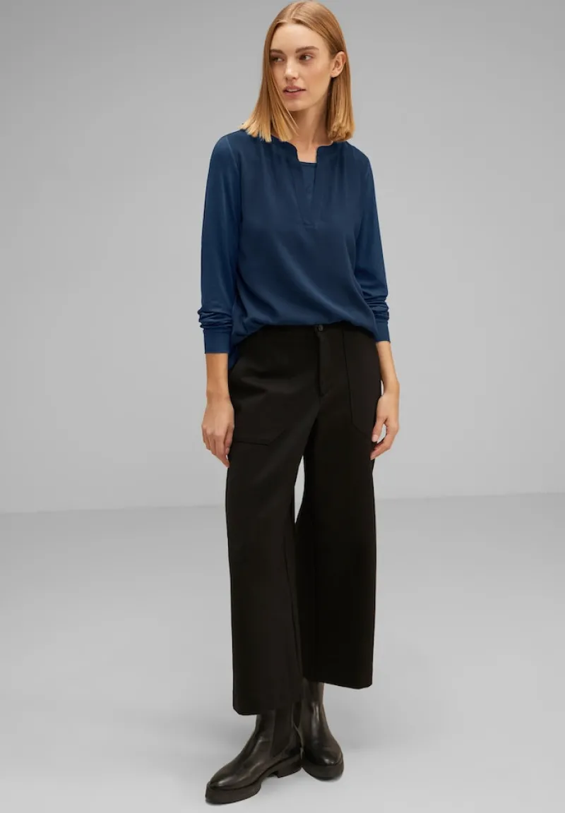 Street One Blusen*Chiffon Langarmshirt atlantic blue