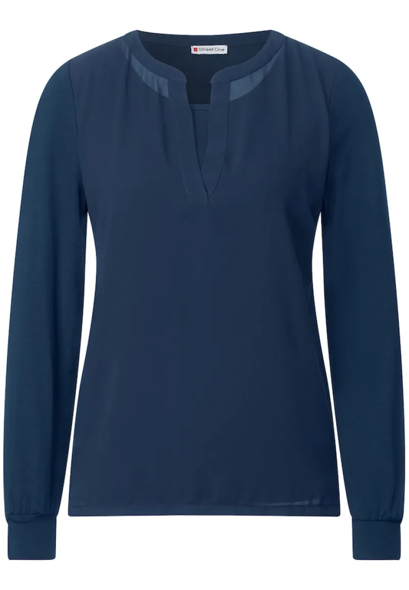 Street One Blusen*Chiffon Langarmshirt atlantic blue