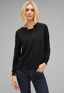 Street One Blusen*Chiffon Langarmshirt Black