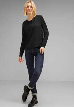 Street One Blusen*Chiffon Langarmshirt Black