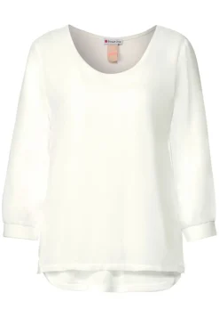 Street One Blusen*Chiffon Materialmix Shirt off white
